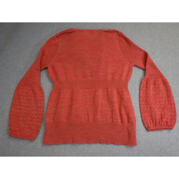 DKNY shawl neck balloon sleeve open knit sweater size large - Picture 2 of 8